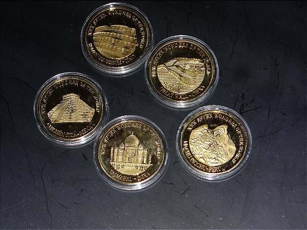 Kit 5 Moedas Comemorativas MARAVILHAS DO MUNDO