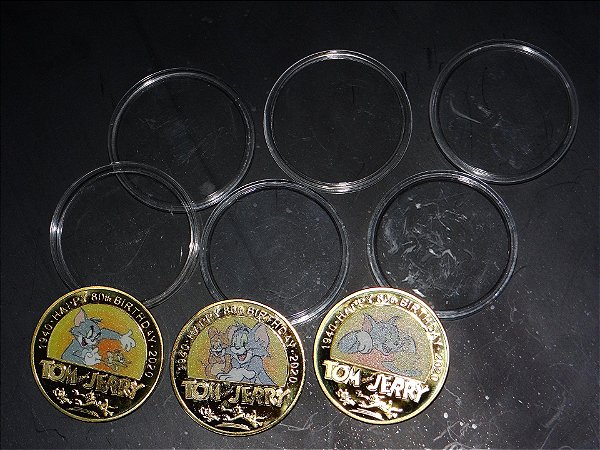 Kit com 3 Moedas Comemorativas do TOM & JERRY