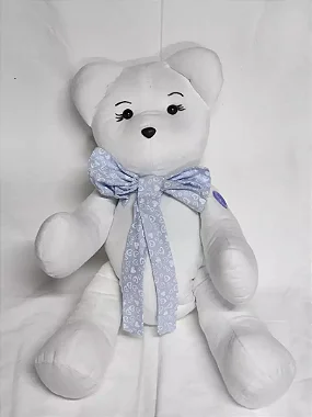 URSO ARTICULADO GRANDE COM FITA AZUL - HIPOALERGÊNICO - ARTESANAL