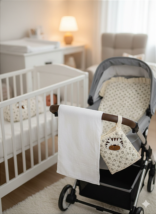 KIT ALMOFADA DE CARRINHO E PORTA ARTIGOS DE HIGIÊNE DO BEBÊ