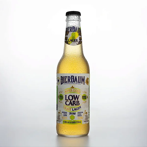 Caixa com 12 Cervejas German Light Lager Low Carb Bierbaum | Garrafa 355ml