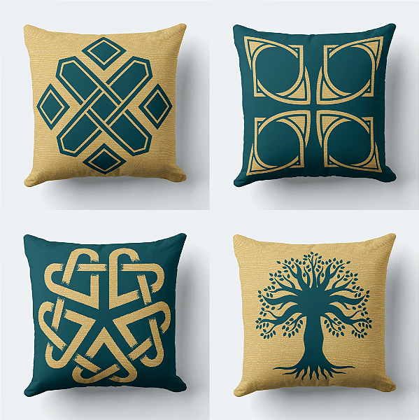 Kit 27035 4 Capas de Almofadas Decorativas 45x45cm c/Zíper