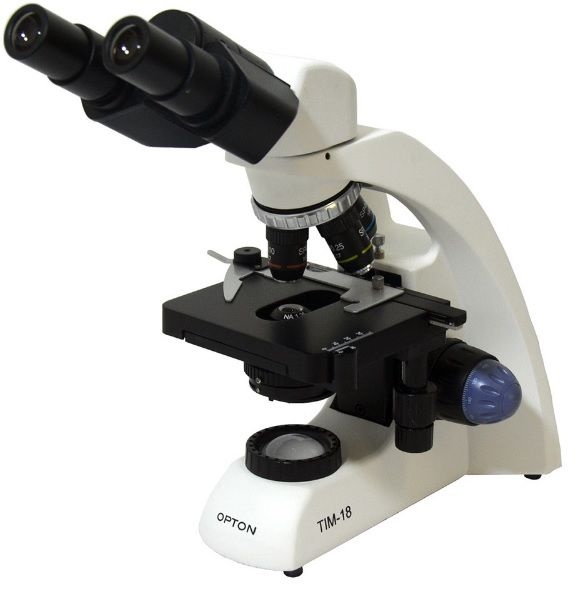 Microscópio Biológico Binocular com Ampliação de 40x até 1000x, Iluminação LED e Suporte para Bateria Recarregável - TIM-18