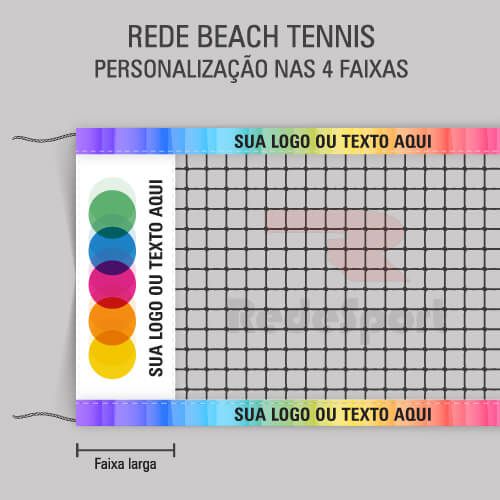 Rede de BEACH TENNIS Personalizada com Logo nas 4 Faixas - 1,00 x 8,00 metros