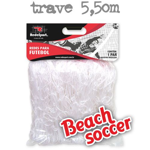 Rede para Gol Trave Beach Soccer / Futebol de Areia 5,50m Cristal - Tipo Véu (par)