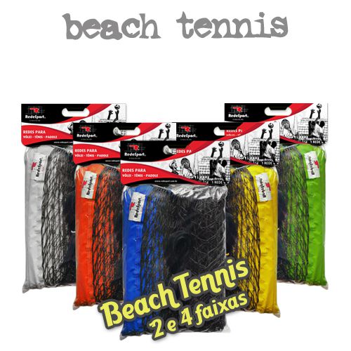 Rede de BEACH TENNIS faixas Coloridas - 1,00 x 8,00 metros