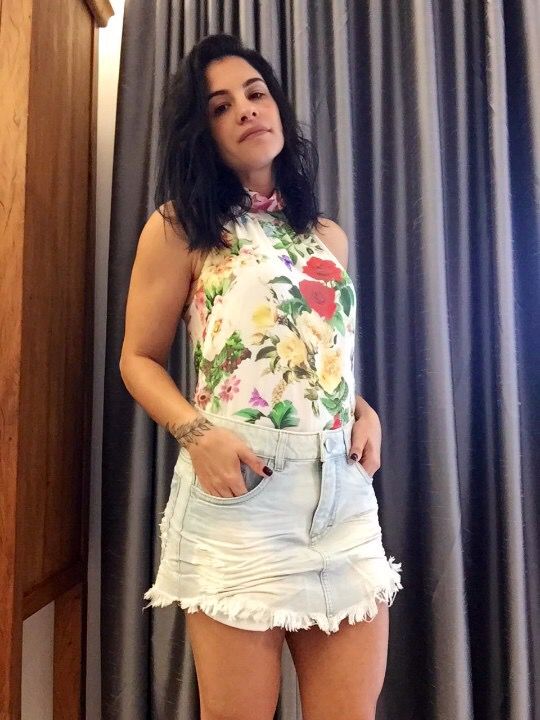 Blusa seda  frente única floral (36) - Raquel Mattar