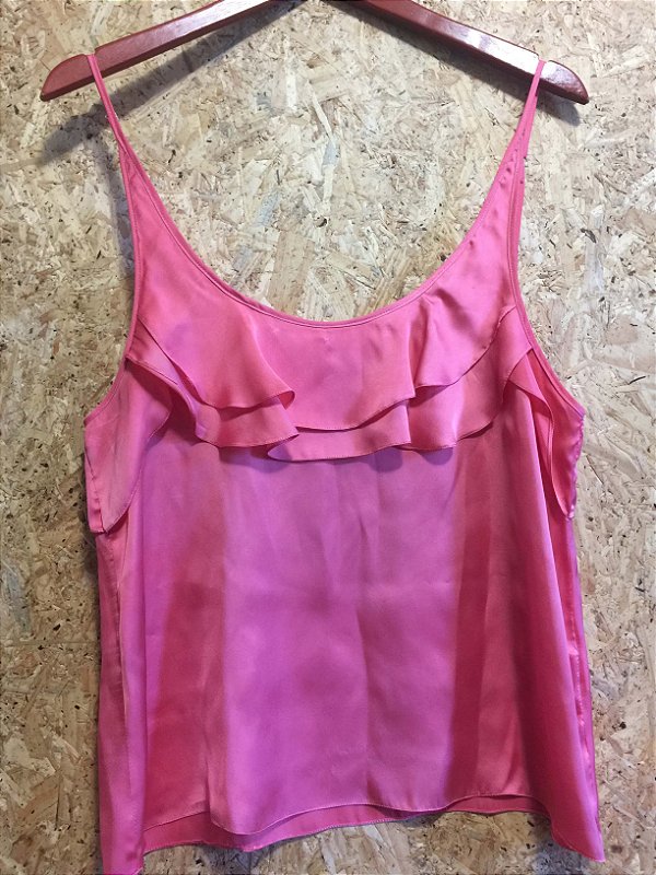 Camiseta rosé babados (M) - Espaço Fashion