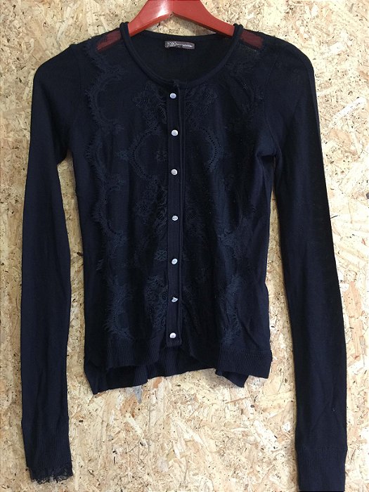 cardigan de renda preto