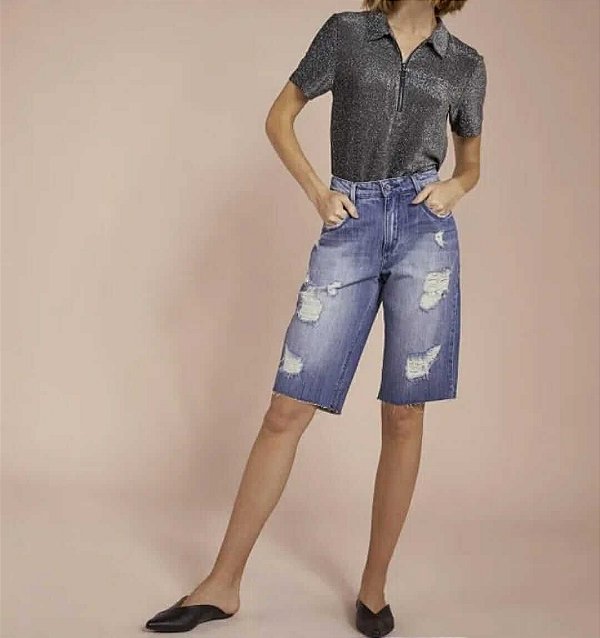 bermuda jeans alongada