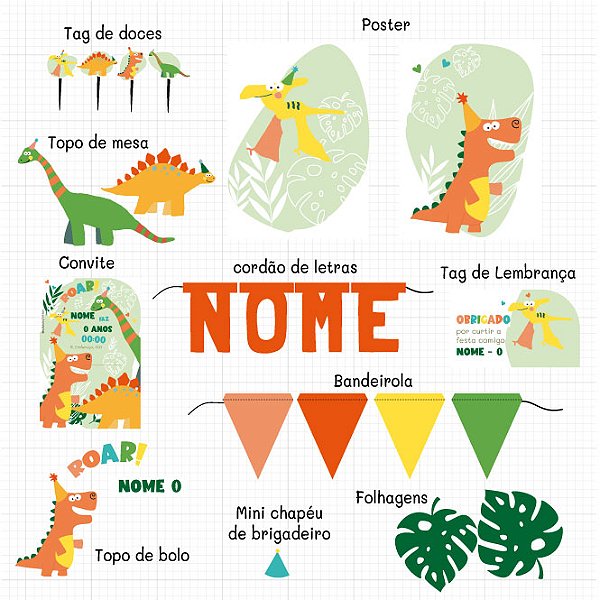 Tema Dinossauro - Kit de festa digital
