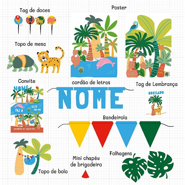 Tema Floresta Brasileira - Kit de festa digital