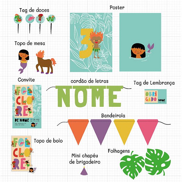 Tema Folclore - Kit de festa digital