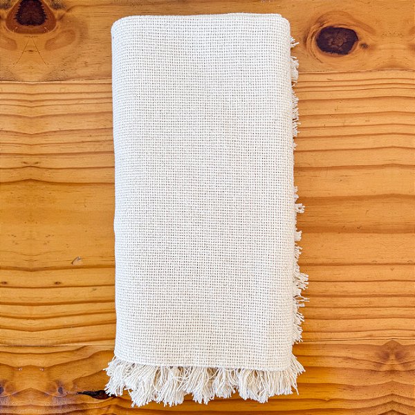 Toalha de mesa rústica com franjas – 1,30 x 1,30 m