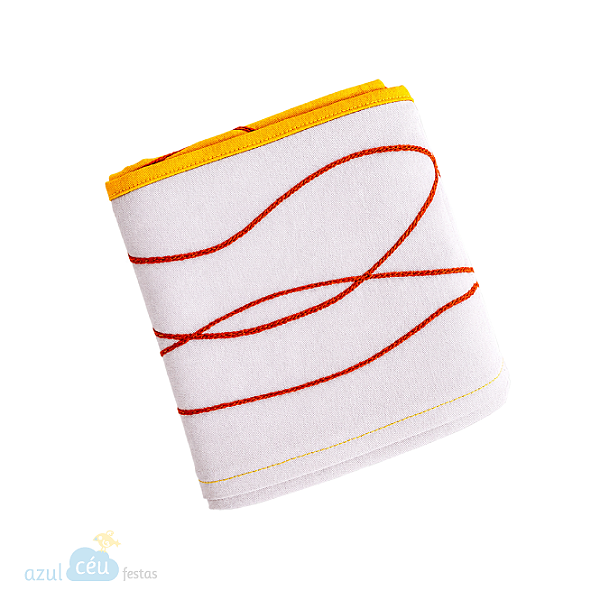 Toalha de mesa de tricoline – 1,45 x 1,45 m com barra com colorida e bordado