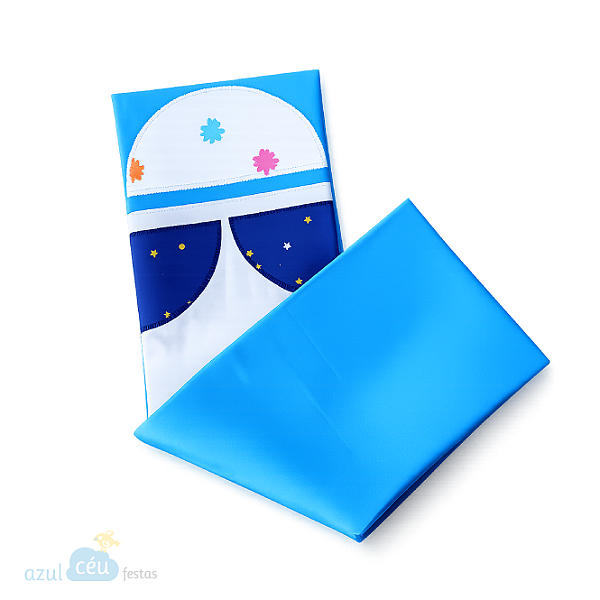 Trilho de mesa Azul com aplicações estampadas – 0,45 x 1,45 m