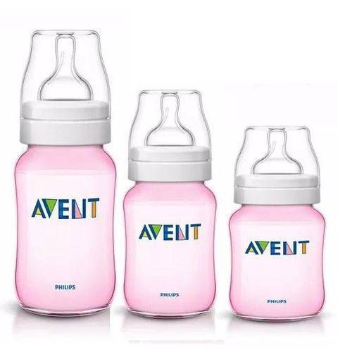 Kit 3 Mamadeiras Classic 125, 260 E 330ml Anticolica Rosa - Philips Avent