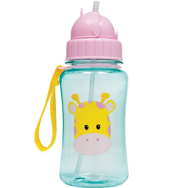 Garrafinha Com Canudo em SIlicone Animal Fun Girafinha - Buba