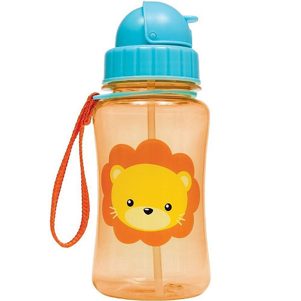 Garrafinha Com Canudo em Silicone Animal Fun Leãozinho - Buba