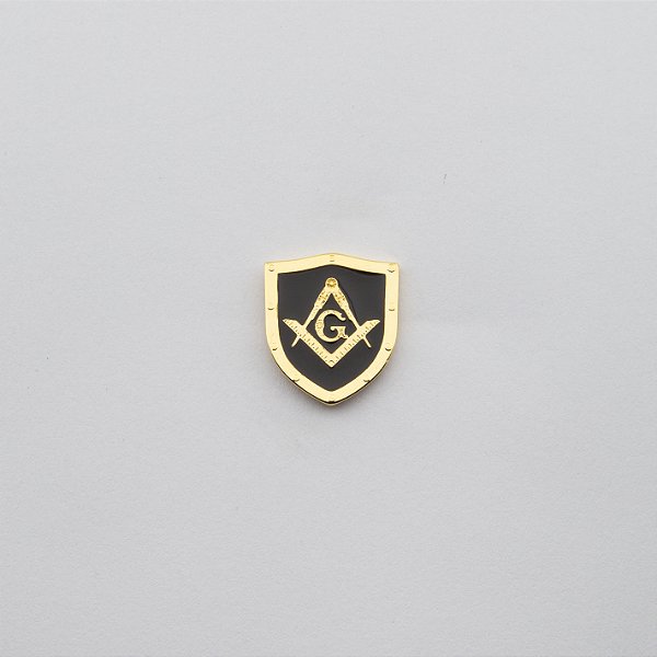 BT-282 - Escudo Esquadro e Compasso Preto - 17x20 mm