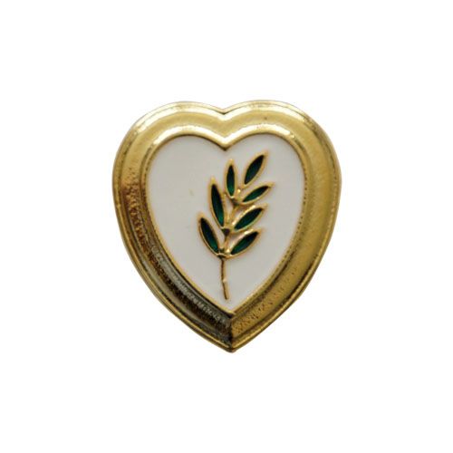 BT-093-D - Pin Coração com Acácia Dourado Fundo Branco