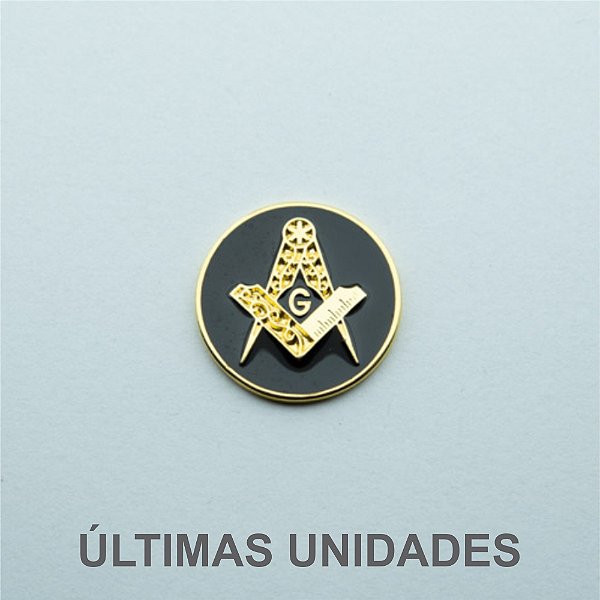 AP-005-P - Aplique Esquadro e Compasso Redondo Preto - 22 mm