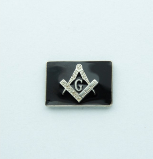 AP-014-P - Aplique Esquadro e Compasso Retangular Preto - 22x15 mm