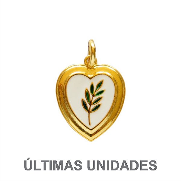 PI-013-D - Pingente Coração com Acácia Dourado Fundo Branco