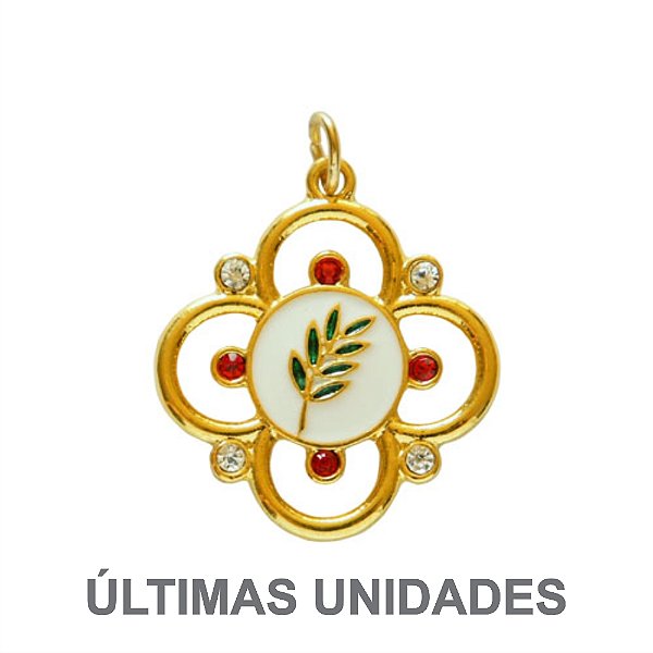 PI-023 - Pingente Acácia com Strass Vermelho e Branco