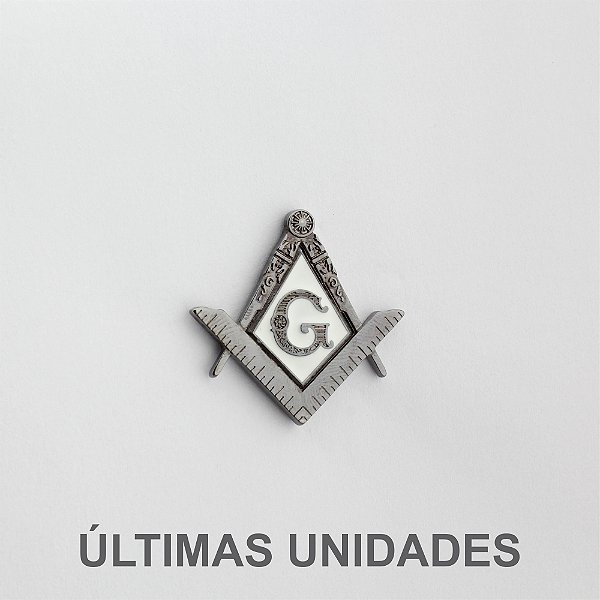 AP-036-G - Aplique Esquadro e Compasso Branco Grafite com Grampo - 33x31 mm