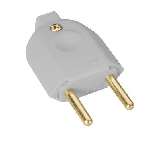 PLUG MACHO 2P 10A 250V NBR 14136 BRANCO - TRAMONTINA
