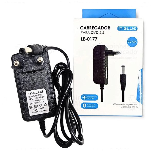 FONTE DE ALIMENTAÇÃO OUTPUT 09V-3A MODEL LE-0177 - IT-BLUE