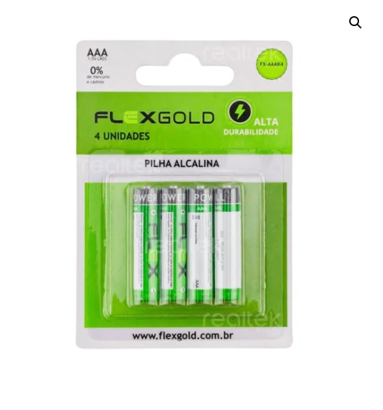 PILHA AAA 1,5V ALCALINA CARTELA C/ 4 LR03 - FLEX GOLD