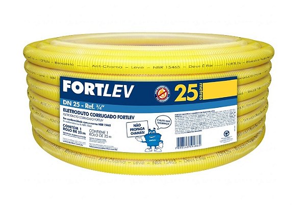 MANGUEIRA CORRUGADA 1/2 X 50M FLEXÍVEL AMARELA - FORTLEV