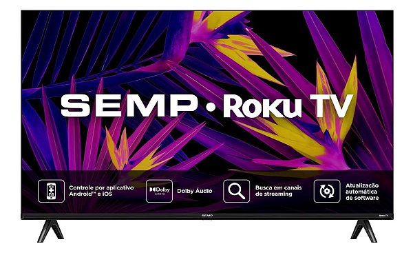 SMART TV SEMP 32 POLEGADAS LED HD R6610 WIFI ROKU TV GOOGLE ASSISTENTE 3 HDMI DOLBY AUDIO 32R6610