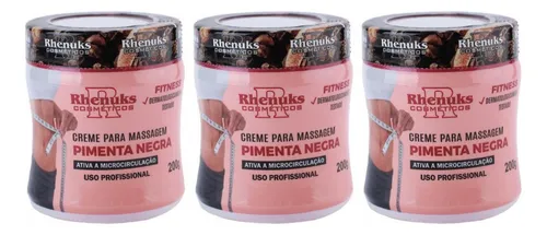 Kit 3 Creme de massagem Pimenta Negra 220g – Rhenuks