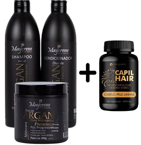 Kit Óleo De Argan Ouro Marroquino Maycrene + Capil Hair