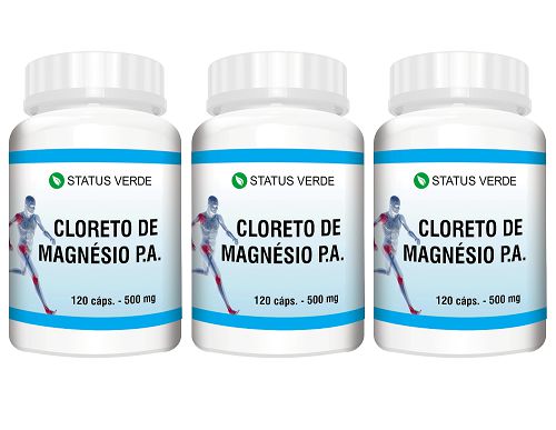 Kit 3 Cloreto de Magnésio P.A 360 Cápsulas 500 mg Status Verde