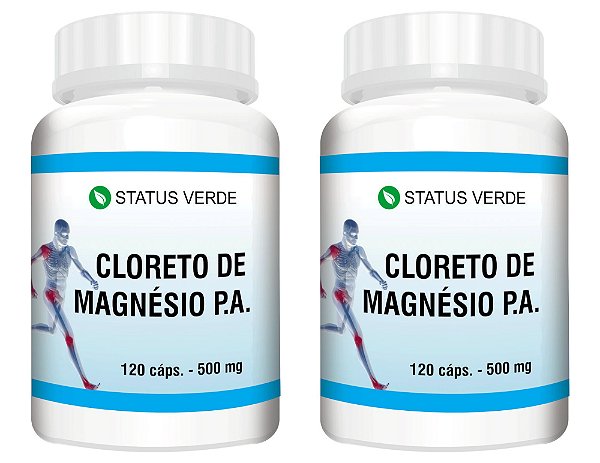 Kit 2 Cloreto de Magnésio P.A 240 Cápsulas 500 mg Status Verde