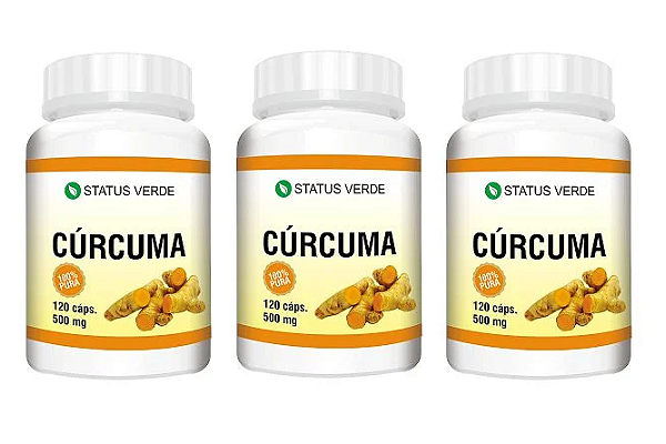 Kit 3 Cúrcuma Longa 360 Cápsulas - 500 mg Status Verde