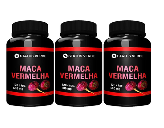 Kit 3 Maca Peruana Vermelha 360cáps 500mg - Status Verde