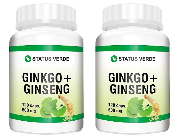 Kit 2 Ginkgo Biloba Com Ginseng 240cáps 500mg - Status Verde