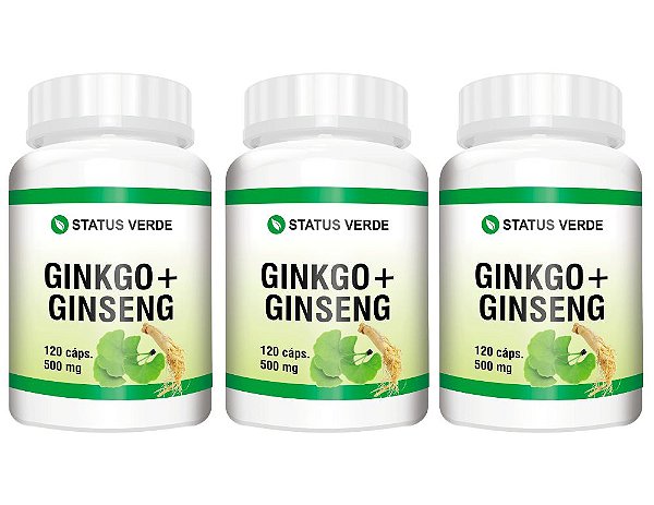 Kit 3 Ginkgo Biloba Com Ginseng 360cáps 500mg - Status Verde