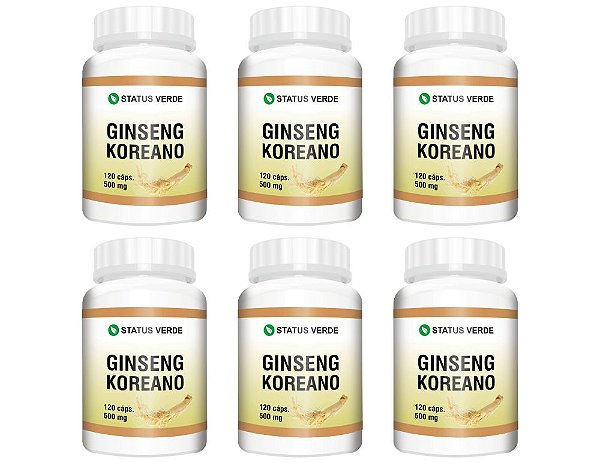 Kit 6 Ginseng Koreano 720cáps 500mg - Status Verde
