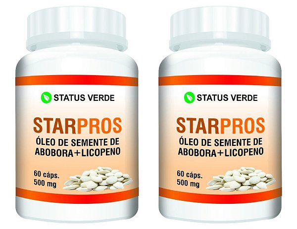 Kit 2 StarPros Óleo de Semente de Abobora+Licopeno 120cáps 500mg-Status Verde