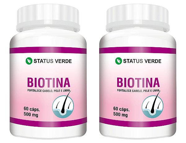 Kit 2 Biotina cabelo Pele e Unha 120cáps 500mg - Status Verde
