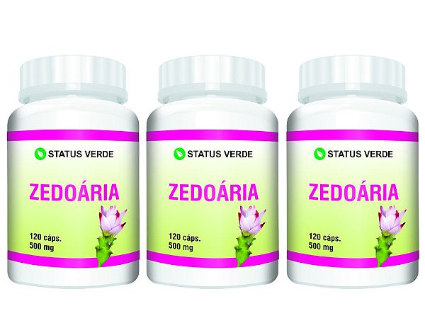 Kit 3 Zedoária 500mg 360 Cápsulas Status Verde