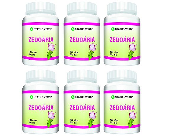 Kit 6 Zedoária 500mg 720 Cápsulas Status Verde