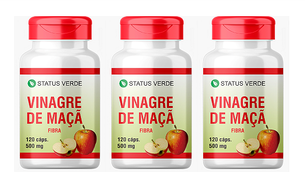 Kit 3 Vinagre de Maçã 360 Cápsulas - 500mg Status Verde