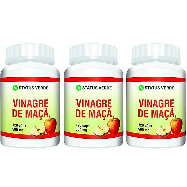 Kit 3 Vinagre de Maçã 360Cáps - 500mg Status Verde